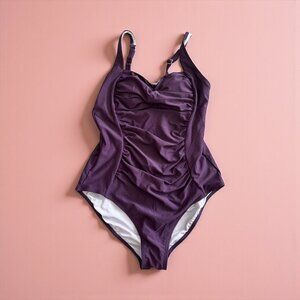 CUPSCHE Purple Ruched One Piece Swimsuit Size XL NEW with tags